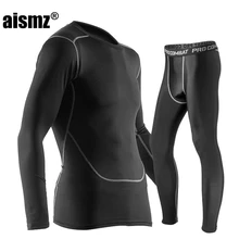 Aismz зимние комплекты термобелья для мужчин быстросохнущие анти-микробные стрейч мужское термобелье мужские теплые кальсоны для фитнеса