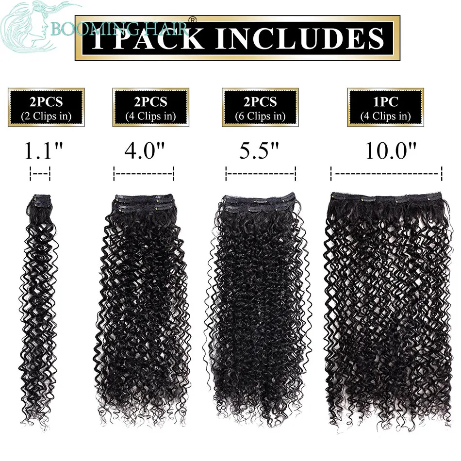 Long Jerry Curly Clip In Hair Extensions Natural Hairpieces Synthetic 7 Pcs Full Head Organic False Hair Afro Curls 26”/65cm