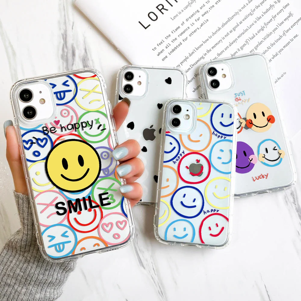 Cute Smile Phone Case For iPhone 11 Cases Funny Face Clear Cases On iPhone 12 Pro Max 7 8 XR XS X 6 6S Plus SE 2020 Cover Funda