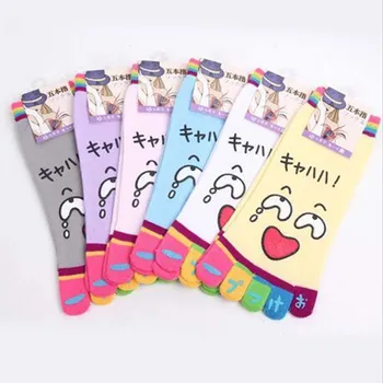

New Cartoon Printing Five-toed Sock Men Women Cotton Crying Face Pattern Socks Casual Breathable Anti-friction Hosiery WZ707