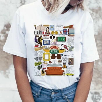 

ZOGANKIN Women Cartoon Friends Tee Shirt Movie Womens Tops Graphic Tee Shirt Ladies Tshirt Short Sleeve Female T-shirt