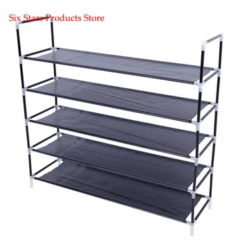 

Shoes Shelf Simple Assembly 5 Tiers Non-woven Fabric Shoe Rack with Handle Black Storage Cabinet Organizer For Home Shoes