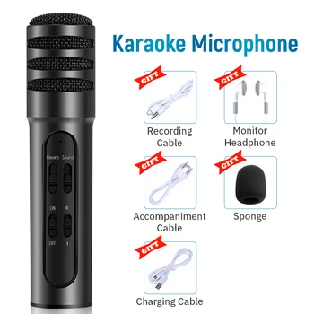 

mikrofon Condenser Wireless Microphone Studio Kits with Headphones Karaoke Microphone for Youtube Live Recording Mic
