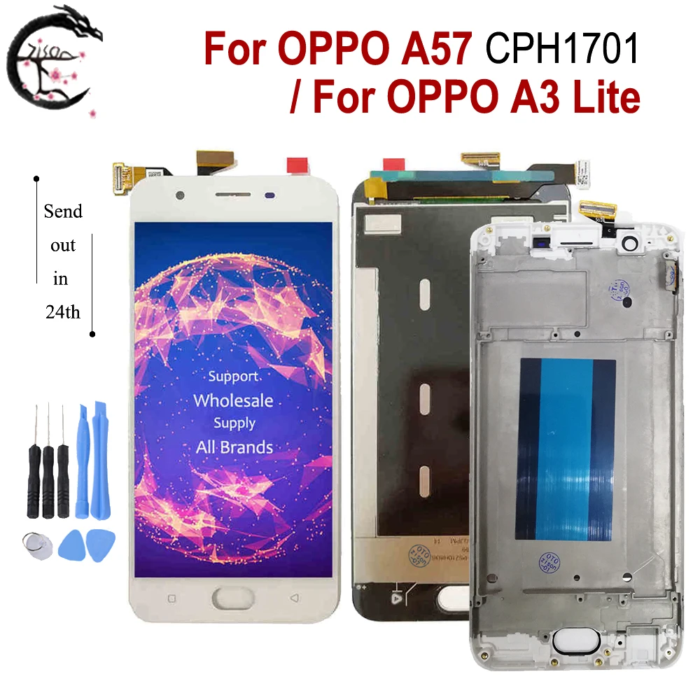 ЖК-дисплей 5 2 дюйма с рамкой для OPPO A57 CPH1701 F3 lite сенсорная панель дигитайзер в сборе
