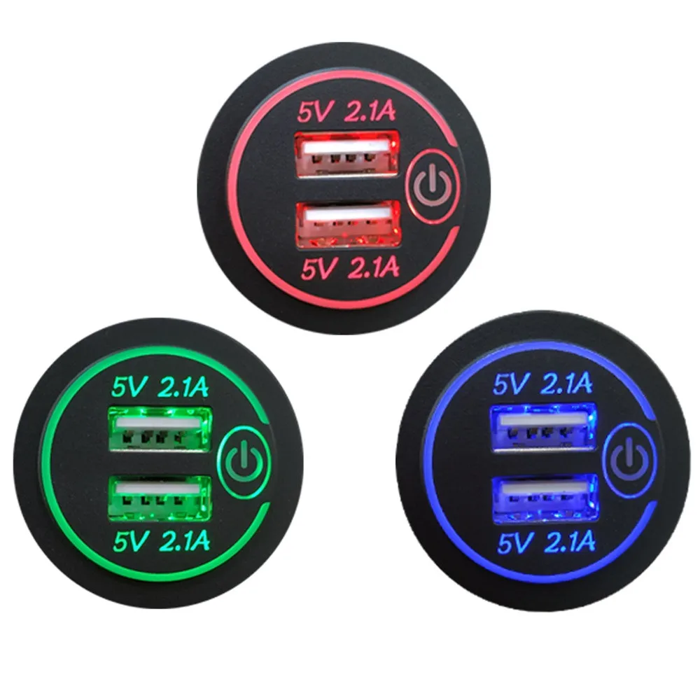2020 Новое ФЛУОРЕСЦЕНТНОЕ 4.2a двойное Usb Автомобильное зарядное устройство розетка