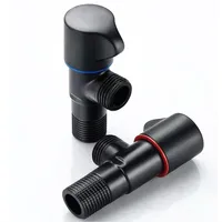 สีดําห้องน้ําวาล์วมุมห้องครัวน้ําควบคุมวาล์วเติมก๊อกน้ําร้อนเย็นแตะอุปกรณ์เสริมมาตรฐาน G1/2 304 เหล็ก 4