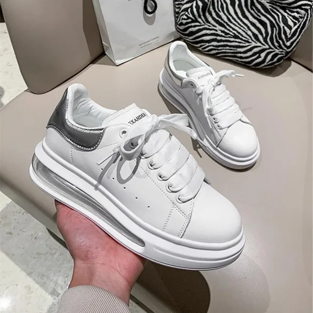 GIYU Little White Shoes For Women 2021 Spring New Chunky Platform Sneakers Genuine Leather Couple Casual Shoes Low Top 6