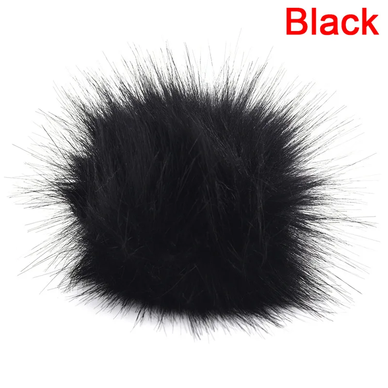 Black 10 см/3,9 дюйма DIY помпоны из искусственного меха брелок пушистый помпон с эластичной петлей для шляп брелок аксессуары - Цвет: Black