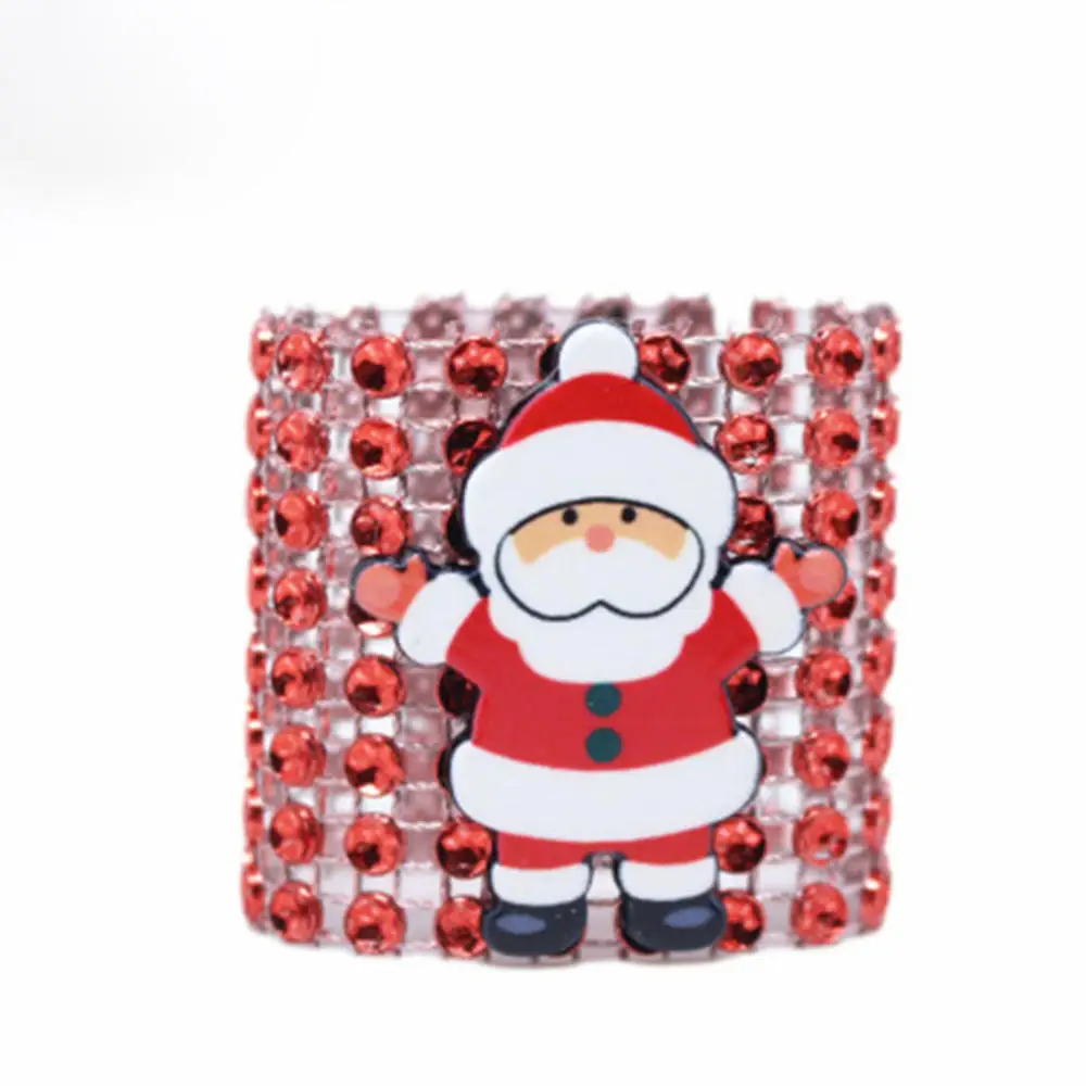 1Pcs Creative Christmas Crystly Napkin Rings Hotel Banquet Dinner Table Decoration Supplies Gold Napkin Buckle Gift - Цвет: Red