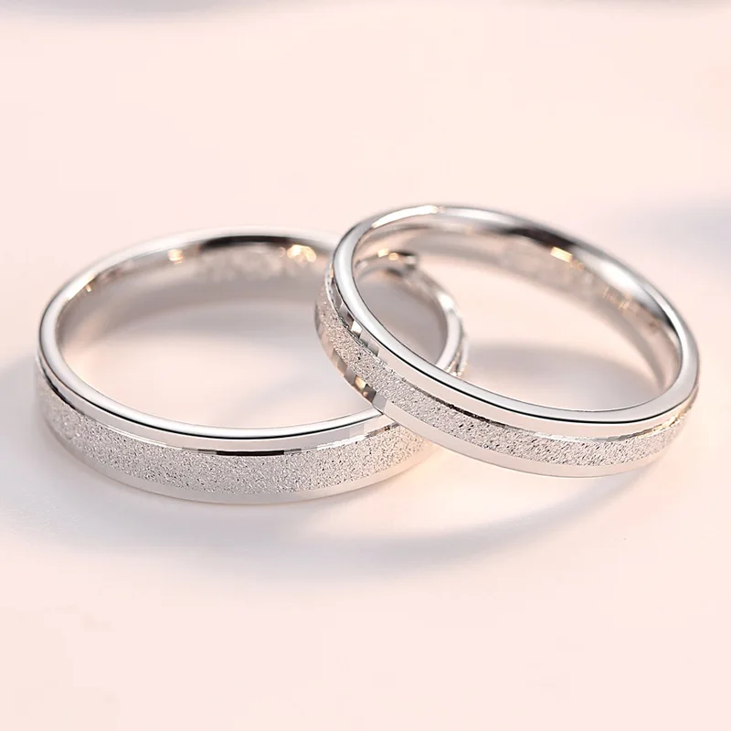 925 Silver Sterling Couple Ring Men Women Frosted Band Flakes Anniversary Jewelry Lover Wedding silver rings silver ring wedding rings