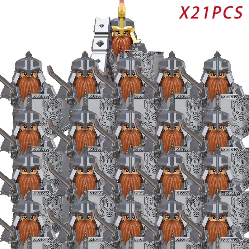 Medieval Fantasy Dwarf Warrior Leader Building Blocks Set