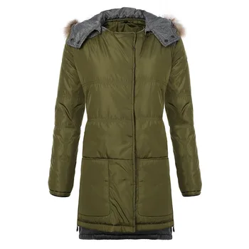 

winter coat women 2019 Winter New Women's Jacket Cotton Jacket Long section contrast color fur collar warm cotton coat