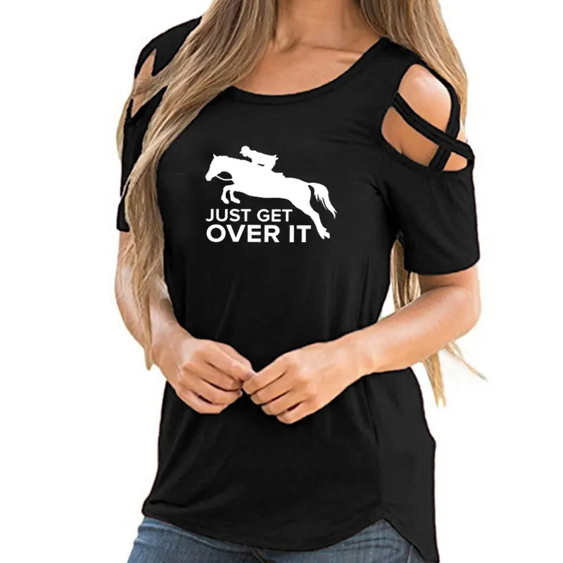 Just Get Over It Horse Jumping женская футболка Повседневная хлопковая хипстерская забавная