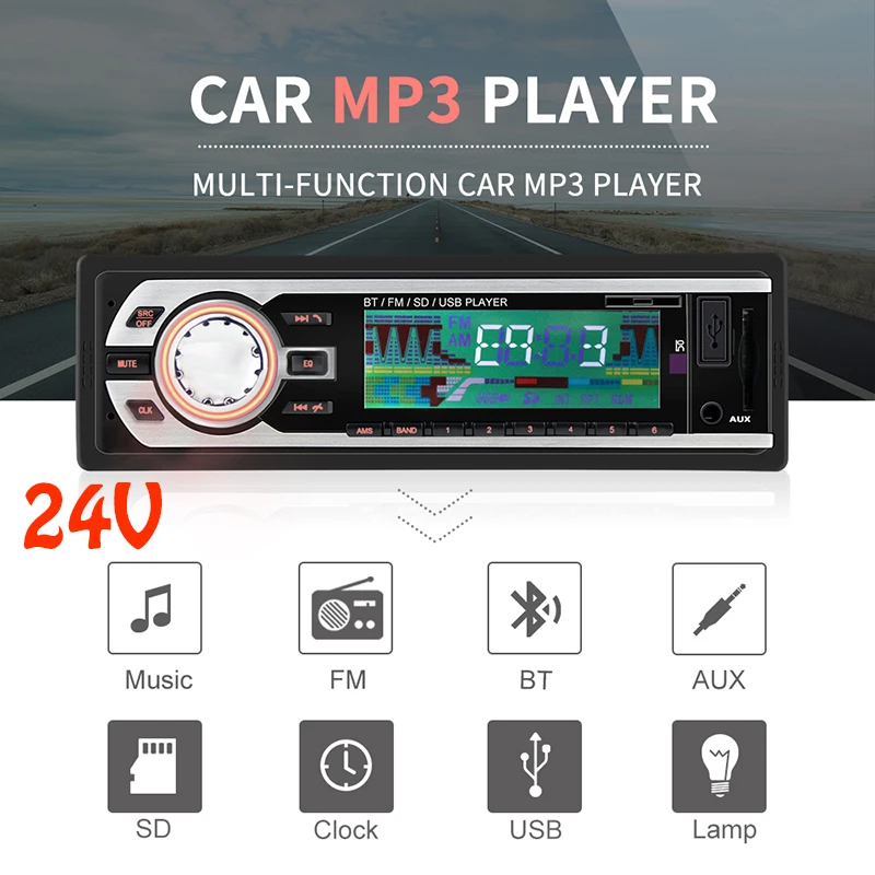 

Autoradio Car Radio Bluetooth Car Stereo In-dash 1 Din FM Aux Input 12V-24V Mp3/MP4 USB MMC WMA AUX USB IN TF Car Radio Player