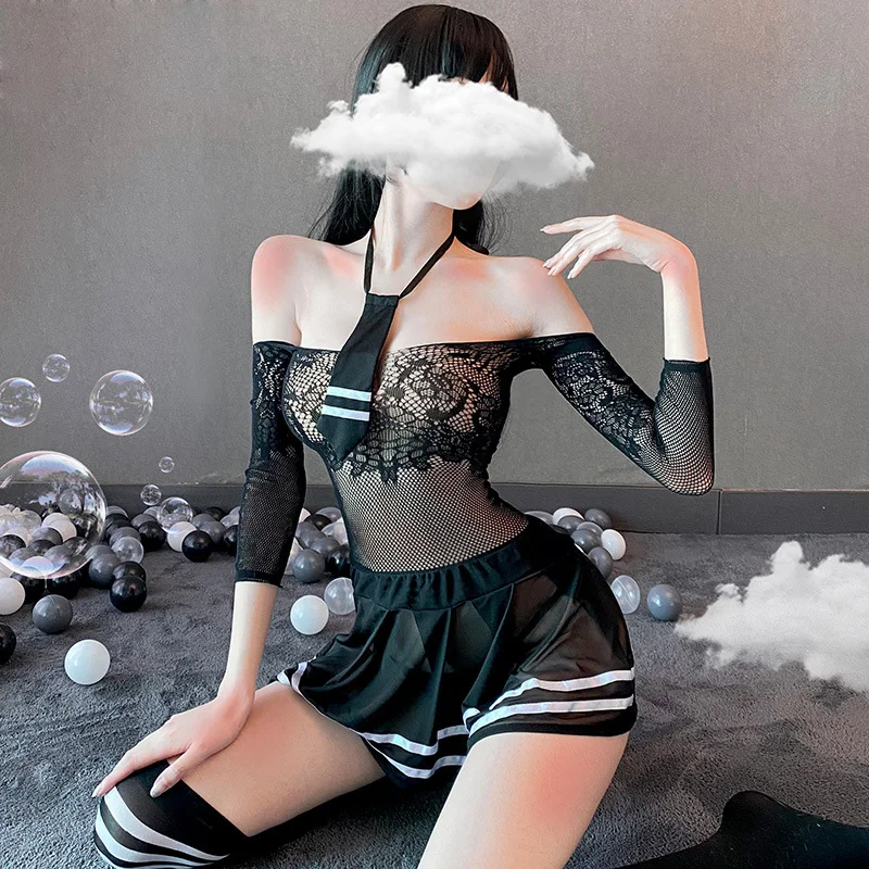 Porno Lingerie Sexy Woman Babydoll Bodysuits Sexy Student Uniform Erotic Costumes Chemise Lenceria Sexi Dress Sleepwear Mujer