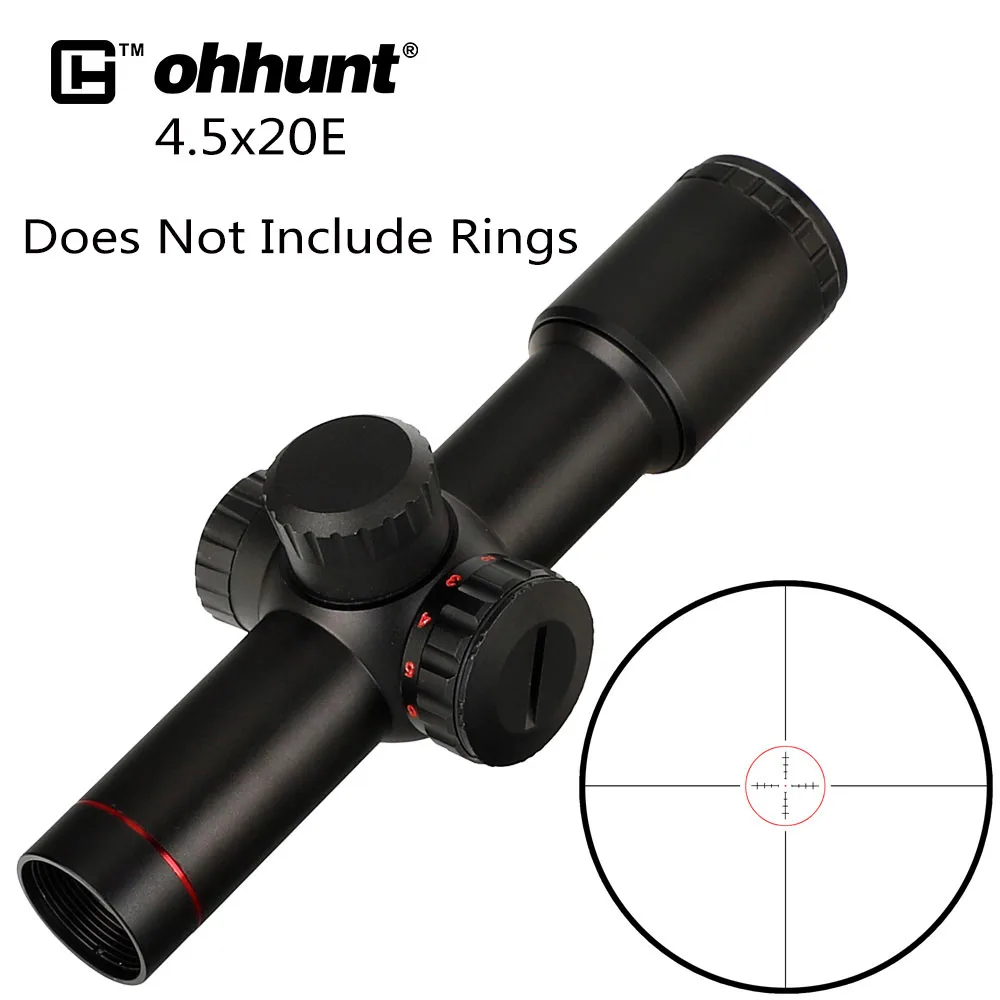 Ohhunt 4.5x20E компактный охотничий прицел с красной подсветкой из выгравированного стекла с откидными крышками и кольцами - Цвет: Not Include Rings