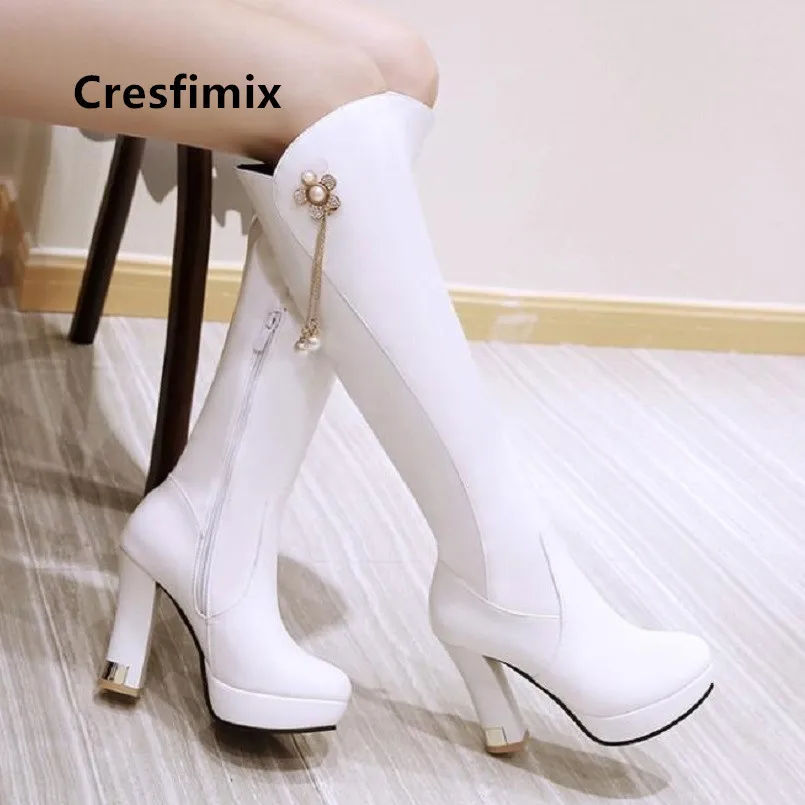 Cresfimix/женские модные высококачественные высокие сапоги из искусственной кожи; классические удобные осенние сапоги; женские черные сапоги; B6041