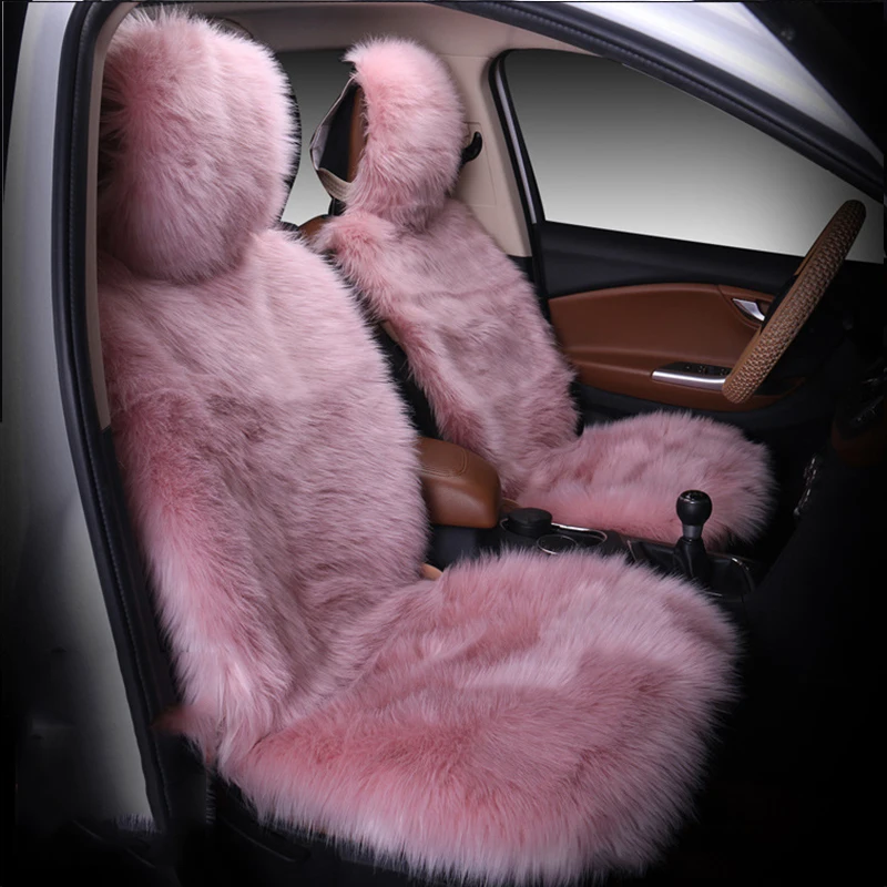 

Car Seat Cover Winter Plush Fur Car Seat Protector Auto seat covers Car Seat Covers Fits Most Car, Truck, SUV, or Van (Pink)