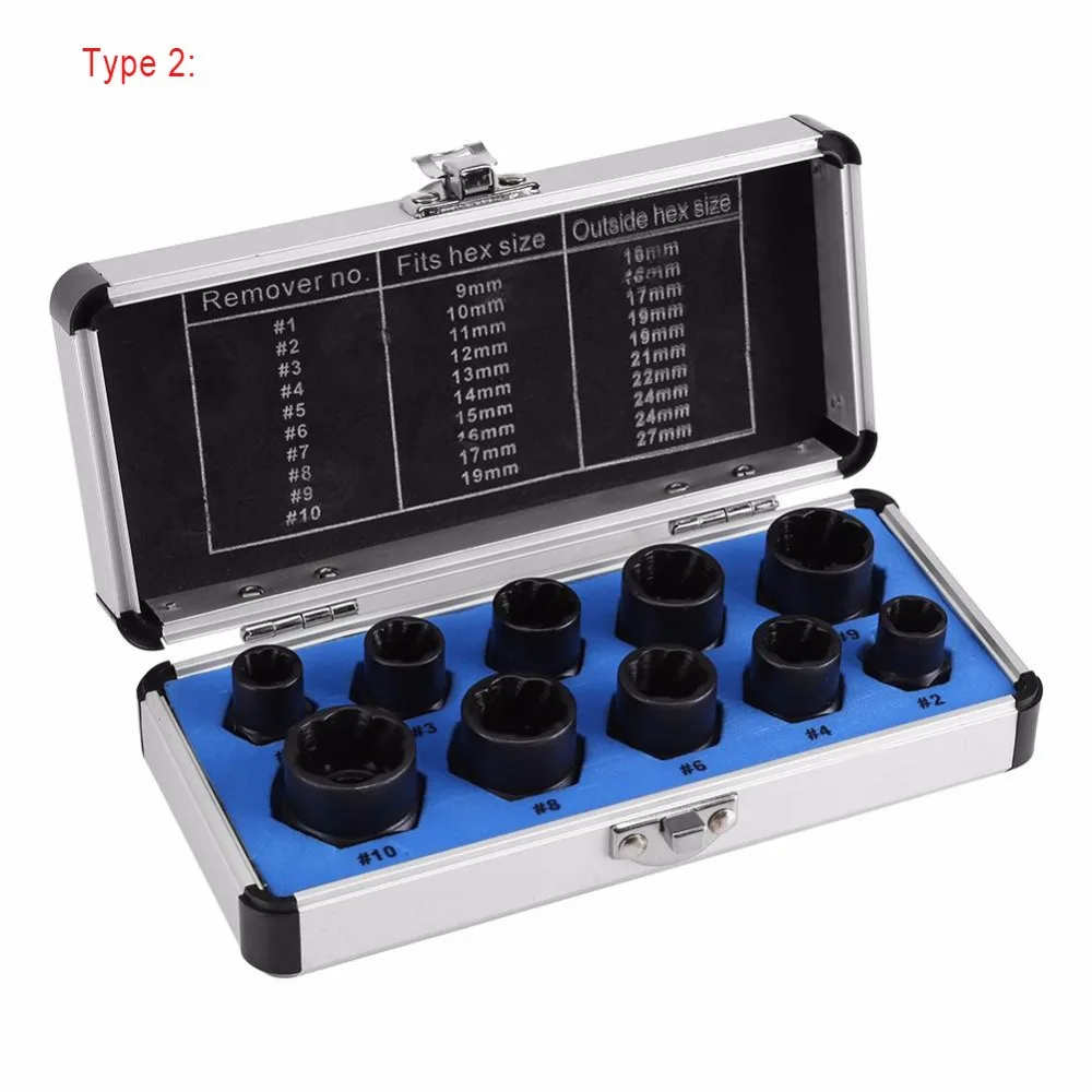 

High-Ten Sets of Damaged Nut Bolt Extractor Pullover Hex Nut Removal Tool