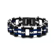 Панк мужские браслеты мотоцикл и браслеты велосипед цепь мужские рыцарские нержавеющая сталь браслет 16 мм Ширина синий черный