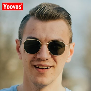 

Yoovos 2019 Retro Square Women Sunglasses Vintage Hexagon Mirror Metal Sun Glasses Brand Fashion Lentes De Sol Mujer UV400
