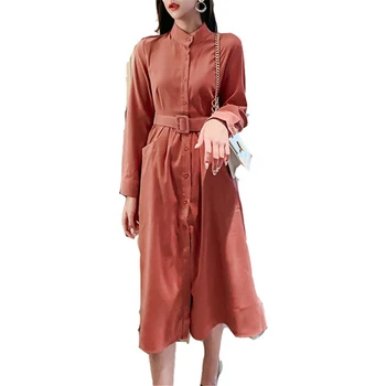 

dress Korean spring new arrival vestidos wholesale 2020 Retro Full-sleeved dress waist slimming temperament platoon dress