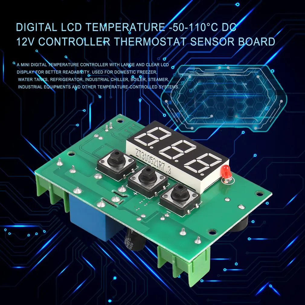 12V 10A цифровой ЖК-дисплей Температура регулятор контроллер печатная плата термостат Сенсор Горячая распродажа