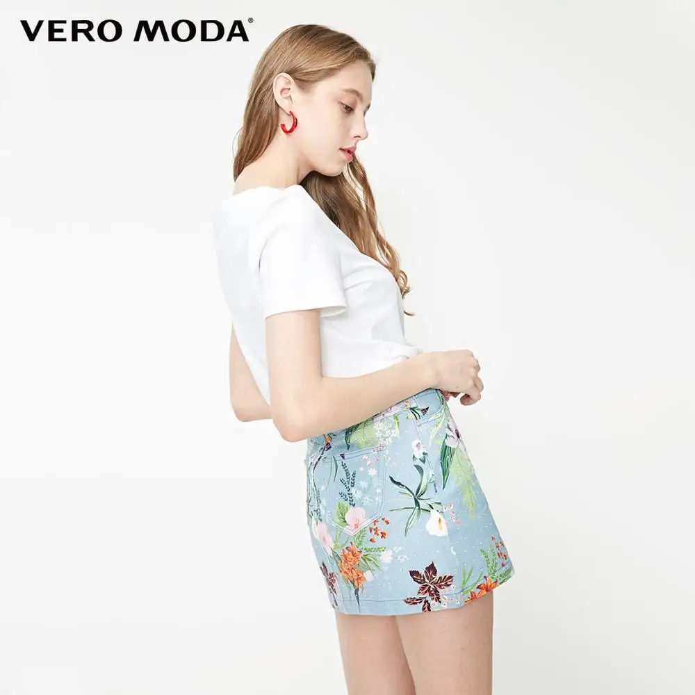 Vero Moda женская джинсовая юбка из хлопка в пляжном стиле с принтом, стразы | 319237534