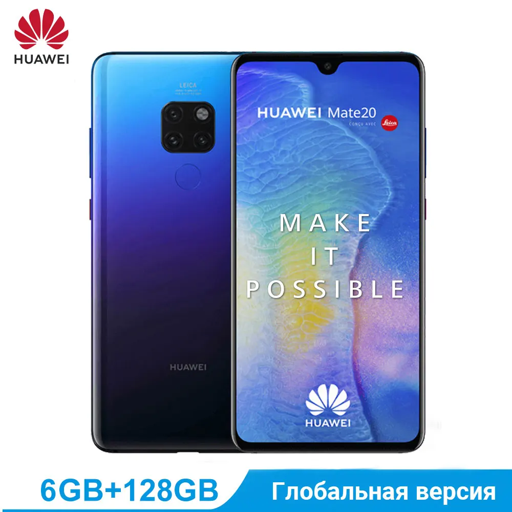 Huawei Mate 20 Global Version 6ГБ 128ГБ Смартфон Kirin 980 Octa Core NFC Мобильный телефон 4000 мАч Батарея 6,5" Android 9