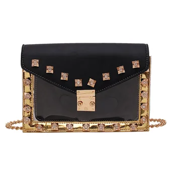 

Women's Fashion Crossbody Bag Transparent Diamonds Bag Rivet Chain Messenger Composite Bag European And American Wild Bag 1224