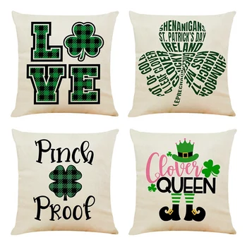 

4 Pack St. Patrick's Day Car Cushion Cover Sofa Cushion Household Pillow St. Patrick's Day Series