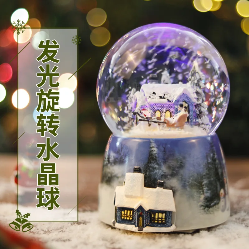 Free shipping Snow crystal ball crystal ball Christmas music box crystal ball music box snow Christmas music box