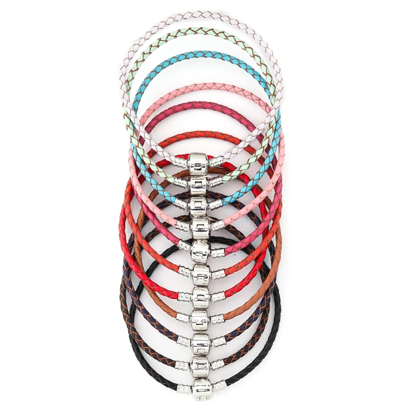 Bracelet Jewelry 12 Colors 16-20cm Leather Charm Bracelet For Women Fit Original Charm Beads DIY Brand Design Bracelet