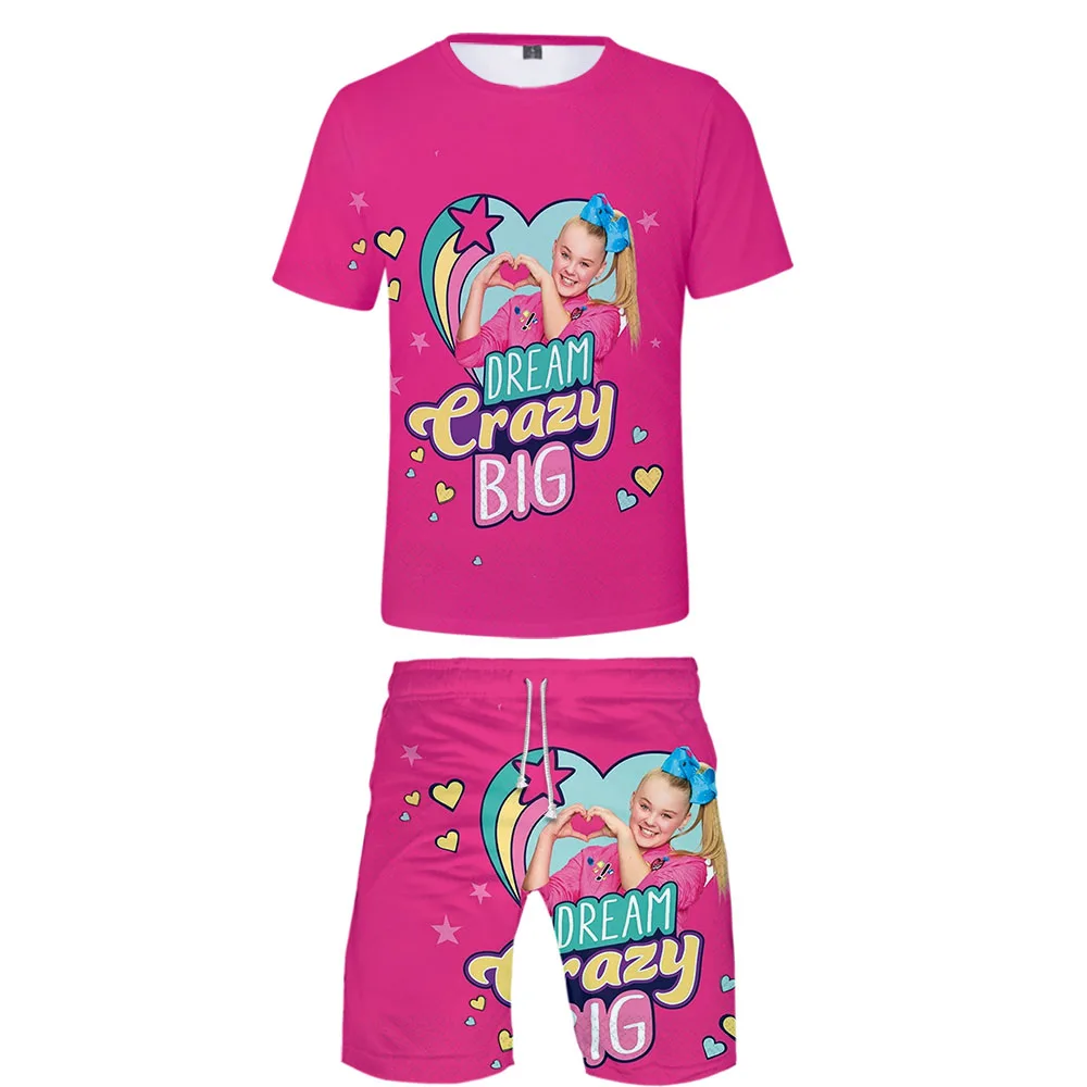 JOJO SIWA с 3D принтом для женщин/мужчин комплект из двух предметов Модный летний укороченный топ+ шорты Лидер продаж kpop уличная одежда