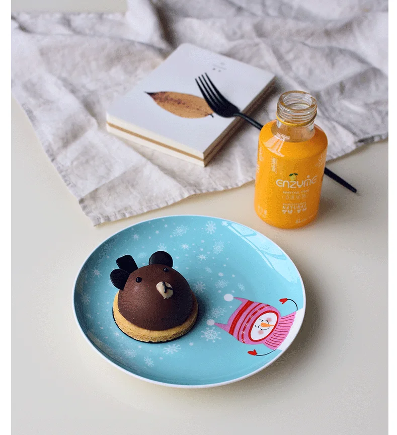 Christmas ceramic plate cartoon character hand-painted steak plate fruit snack home storage plate bone china Western plate