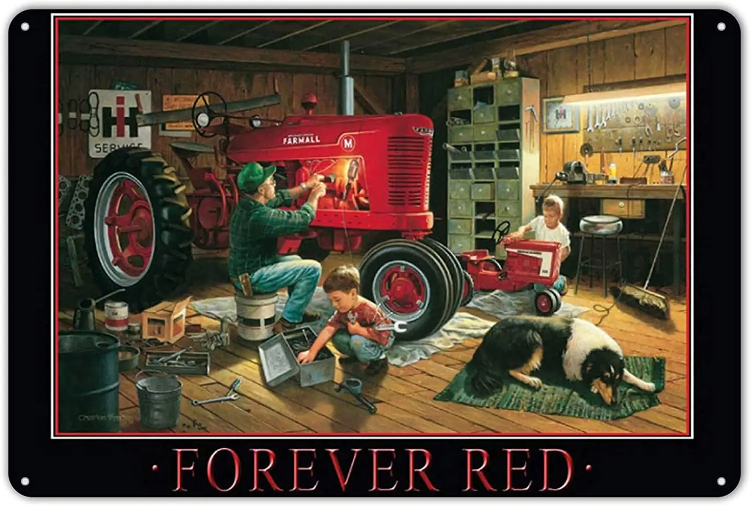 Sarcarse Forever Red Farmall Traktor Metal Tin Sign Custom Metal Sign-Bar Cafe Restaurant Home Decor 8X12 Pollici