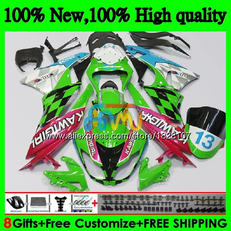 Корпус для KAWASAKI ZX636 ZX600 ZX-6R ZX 6R ZX 636 600CC 9BS. 89 ZX-636 ZX6R 09 10 11 12 2009 2010 2011 2012 Топ красного и зеленого цвета обтекатель