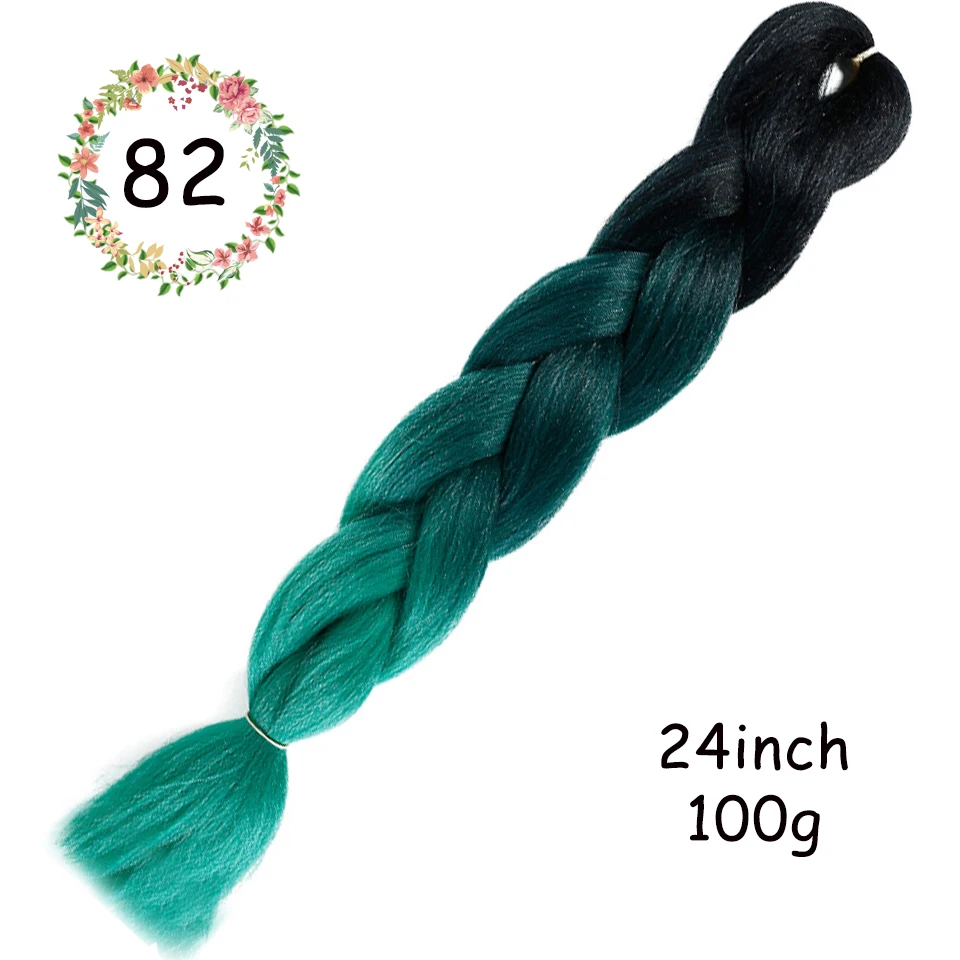 2" Ombre Jumbo косички вязанные крючком косички Прически для наращивания волос фиолетовый розовый черный синтетические волосы косички для женщин Косплей Вечерние - Цвет: 82