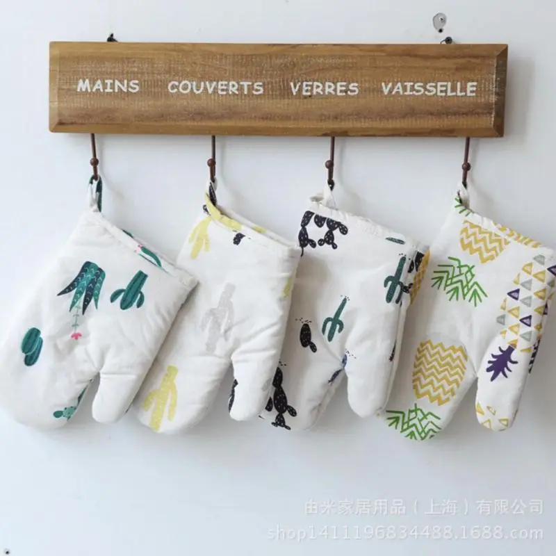 1Pcs Cotton Oven Oven Mitten Heatproof Cooking Microwave Glove Supplies Thickening Kitchen Non-slip