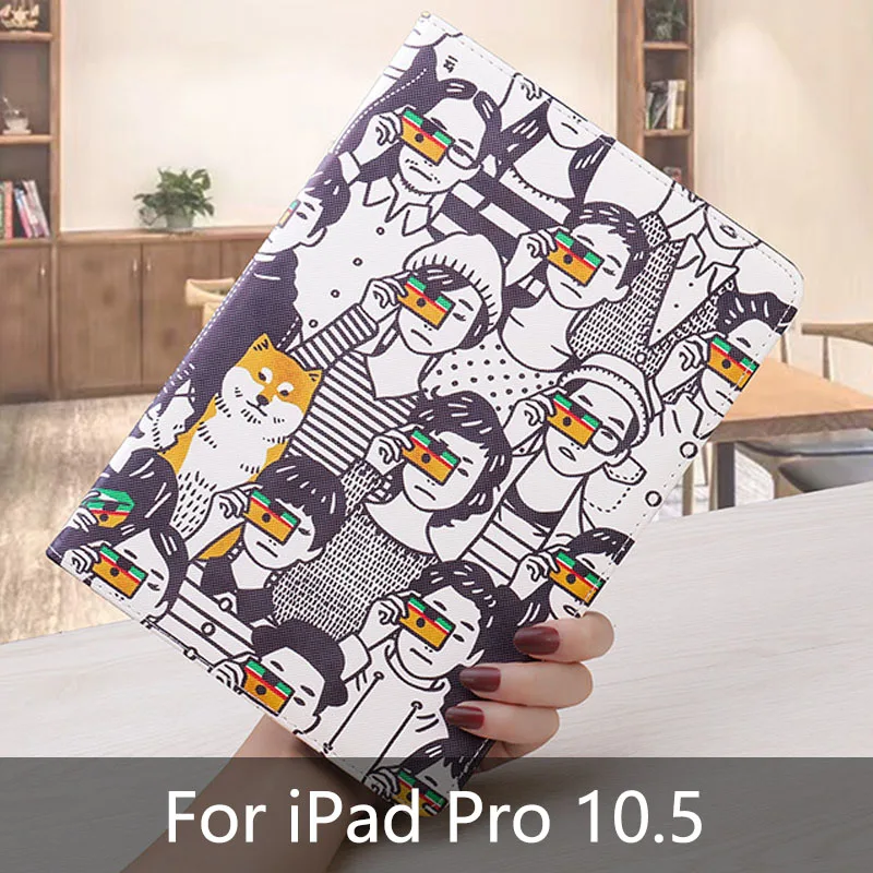 Синий For iPad Air 3 10.5 Case Cartoon PU Leather Silicone Soft Back Cover Flip Smart Stand Tablet Cover For iPad Pro 10.5 Case - Цвет: Синий