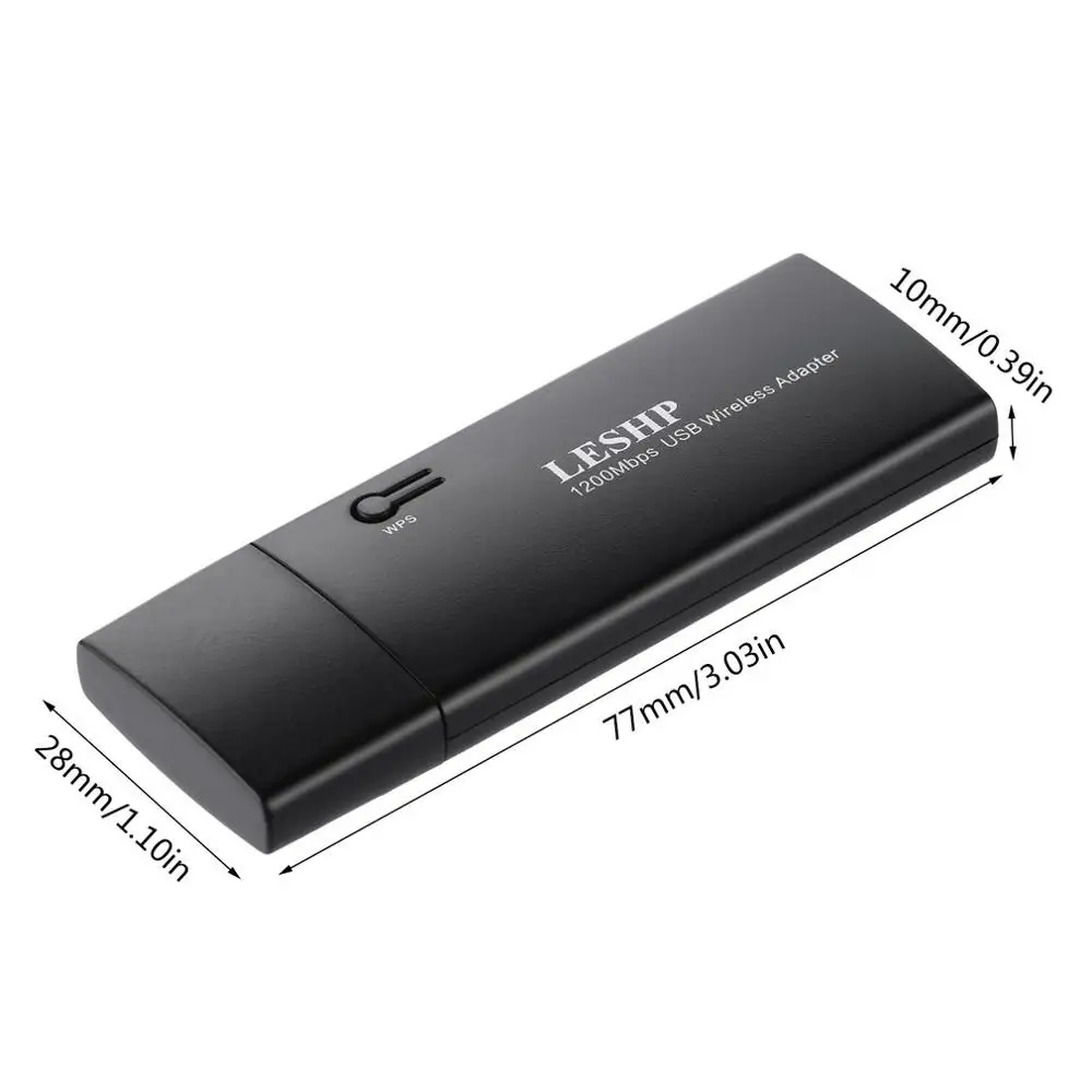LESHP 1200 Мбит/с 11AC двухдиапазонный USB 3,0 беспроводной Wi-Fi сетевой адаптер широкий диапазон совместимость Быстрая установка черный