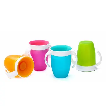 

2Pcs Magic Cup Baby Learning Drinking Cup With Double Handle Leakproof Infants 360 Degrees Rotated Water Cups Bottle