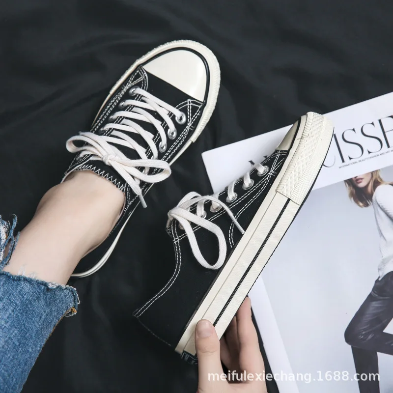 

Small White Shoes Women's 2019 Spring Versatile Online Celebrity Canvas Shoes Student Korean-style Wisdom Smoked Shoes xia fa