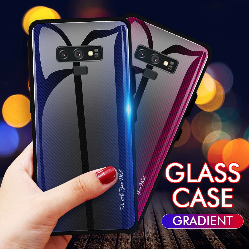 

Texture Tempered glass Case For Samsung galaxy Note 10 Pro S8 S9 Plus S10 Lite Gradient Shockproof Cover For Samsung Note 9 8