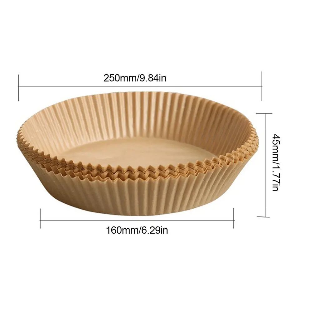50Ppcs Air Fryer Round Liners 16cm Non-Stick Mat Parchment Paper Bamboo Steamer Steaming Basket Paper Disposable Baking