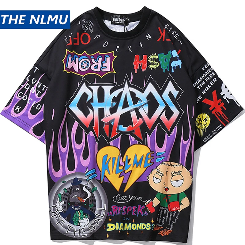 

2020 New Fashion Graffiti T-Shirts Men Streetwear Harajuku Print Tshirt Short Sleeve Cotton Hip Hop Summer Tops Tees Male HT066