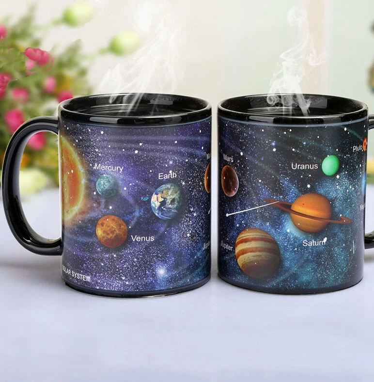 Самые новые стильные керамические чашки, меняющие цвет, кружка, молоко, кофе, кружки, подарки для друзей, Студенческая чашка для завтрака, Звездные солнечные системные кружки