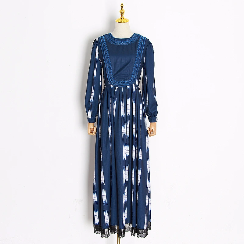 CHICEVER элегантное с принтом хит цвета женские платья круглым вырезом длинным