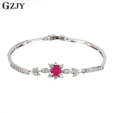 GZJY Роскошный белый золотистый цвет, Круглый красный зеленый AAA циркон манжеты браслеты для женщин романтический свадебный подарок