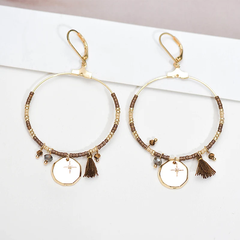 

Fever&Free Boho Ethnic Vintage Earrings For Women Handmade Small Beads Tassel Charm Pendant Dangle Drop Earrings Wedding Jewelry